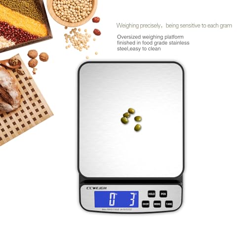 Digital Shipping Scale 110 lbs x 0.1oz with Hold/Counting Function/Tare,Stainless Steel Platform Small Mail Scale for Package,Postal,Food,Postage,Offices and Kitchen