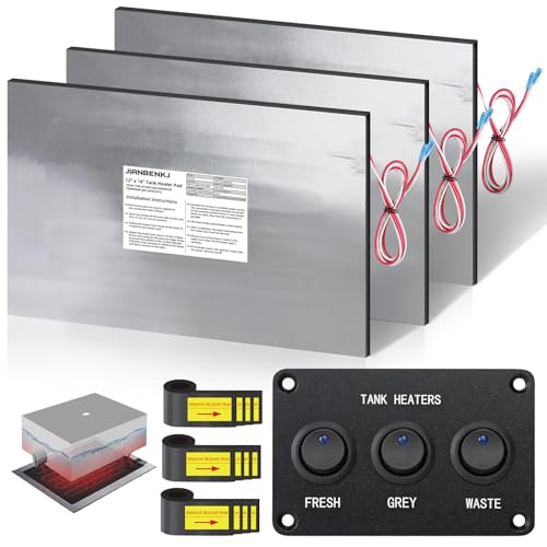 RV Tank Heater Pad 12V/13.5V,12"x18"RV Holding Tank Heater w/Thermostat-3pk | RV Water Tank Heater Pad for Camper/Trailer/Marine/Motorhome,Up to 50Gallon Fresh Grey Black Water,Automatic Prevent Freezing - style: 12/13.5V-3PCS