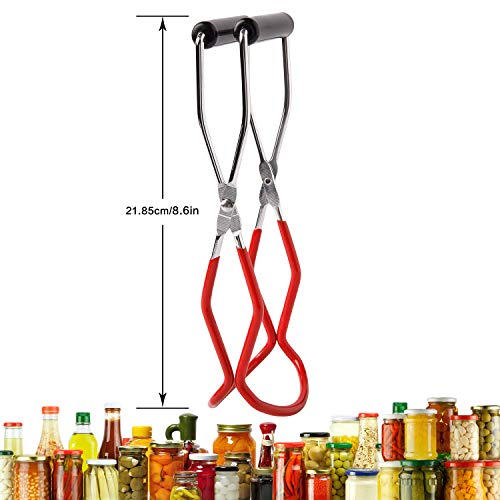 Canning Jar Lifter Tongs, Canning Supplies | Stainless Steel Jar Lifter with Grip Handle for Home Kitchen, Red - color: Red