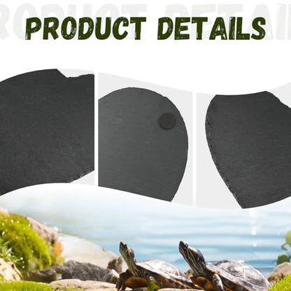 Reptile Basking Platform, 8" x 7.8" Tortoise Habitat Accessories Rock Plate, Heart Shape Natural Rock Reptile Food Dish, Habitat Decor for Turtle Bearded Creature Chameleon Frog Gecko Hermit Crab