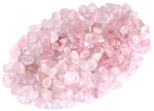 ZenQ 1 lb Crystal Chips, Tumbled Stone Chips for Crafts | Polished, Undrilled Gemstones for Resin Art, Vase Filler, Plant Decor, Candle Making, and DIY Projects - color: Rose Quartz 0.2"- 0.6"