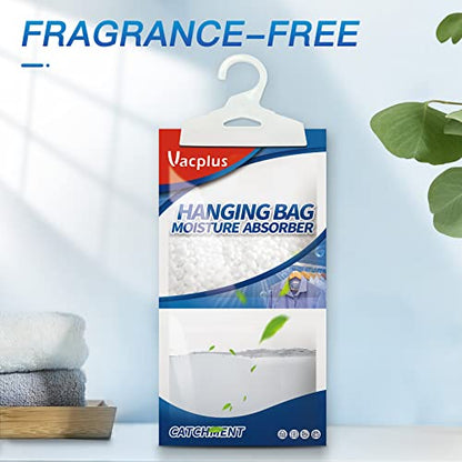 Vacplus Moisture Absorber, 15Pack Hanging, Strong Absorption, Unscented | Closet, Enclosed Spaces, Bathroom, Odor Eliminator, Dehumidifier Bags, 9.8 OZ - size: 15 pack