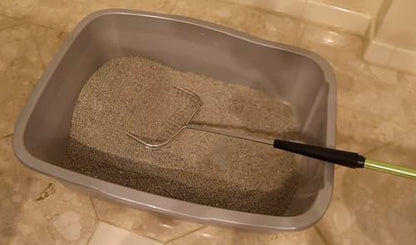 Sand Dipper Cat Poop Scooper & Chicken Poop Scooper - Rugged Big 6" Square Stainless Steel Long Handle for Home Kitty Litter Scoop & Farm Chicken Coop Scooper (Junior) - size: 6 - Junior