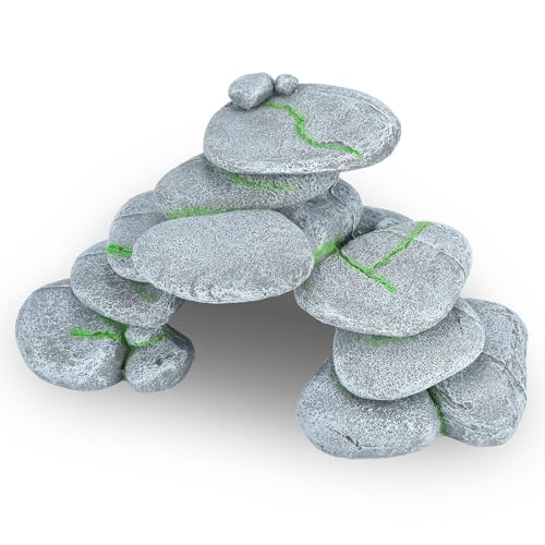 IBWell Resin Reptile Hides Pebble Shrimp Hides for Aquarium Tank Terrarium Reptile Rock Hide Fish Tank Caves and Hides Reptile Hideouts for Lizard Snake Gecko