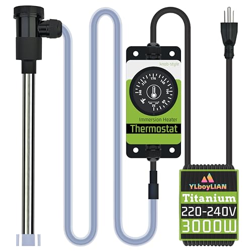 3000W 240V Titanium Submersible Water Heater for Pool, Pond, Hot Tub, Above Ground/inground Pool, Spa, Bathtub & Baptismal – Portable Electric Immersion Heater with Knob-Style Thermostat