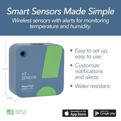 HT.w Smart Temperature Sensor & Humidity Sensor - Thermometer & Hygrometer w/App Monitoring - Water Resistant Temperature and Humidity Monitor w/Heat Index for RV, Fridge & More