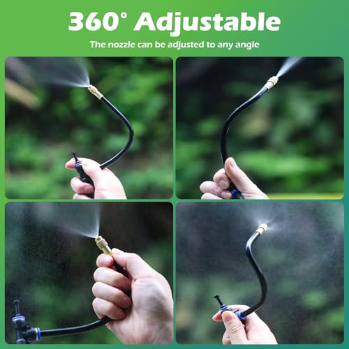 Drip Irrigation System 30 FT with 10 Nozzles, 360° Adjustable Bendable Garden Watering Misting System for Greenhouse, Yard, Lawn, Plant, Garden, 5/16 inch Hose (OD: 8mm) - color: 30 ft PU hose (5/16 in OD, 8mm)