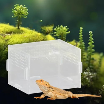 Reptile Breeding Box Acrylic Terrarium Container with Ventilation Holes for Snakes Turtles Chameleons Frogs Geckos Small Animal Habitat- 10x8x7cm