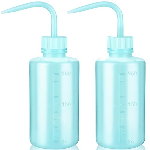 Valchoose 250ml Blue Wash Squeeze Bottles, Multipurpose Reusable, 2 Pack | Leakproof Angled Nozzle, LDPE Flexible Elastic Material, Precise Liquid Control for Tattoo, Lab Ware & Garden Plant Watering - color: Blue, size: 2x250ml