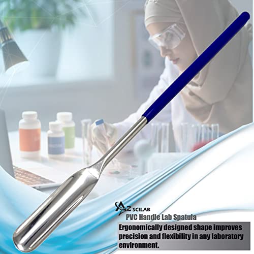 A2Z-VL004 Stainless Steel Micro Lab Scoop Half Rounded Spoon Spatula Sampler, with Vinyl Handle 6" (15.24 cm)