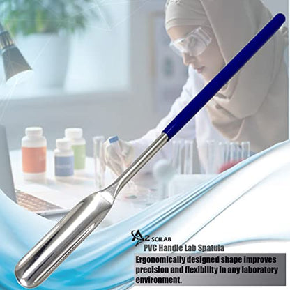 A2Z-VL004 Stainless Steel Micro Lab Scoop Half Rounded Spoon Spatula Sampler, with Vinyl Handle 6" (15.24 cm)