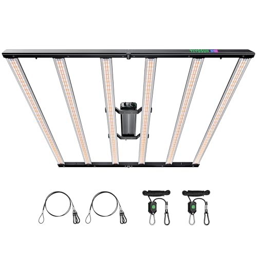 VIVOSUN LumaLight 750W LED Grow Light, Full Spectrum Indoor Plant Light | Deep Canopy Penetration, Smart Dimmable LED Bar Lamp for Vegetables, Herbs, Flowers, 5x5ft Coverage, GrowHub Compatible - size: 5.1x5.1