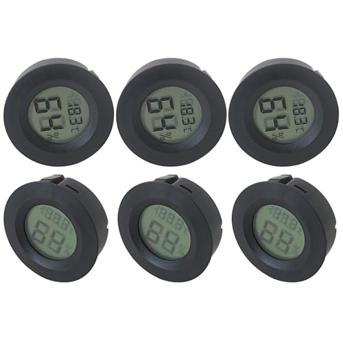 Upgraded 6-Pack Round Hygrometer Thermometer Digital Humidity Meter Indoor/Outdoor Humidity Monitor Reptile Hygrometer for Warehouse Humidors Terrarium Jars, Fahrenheit (℉) /Celsius(℃) by Jaclech