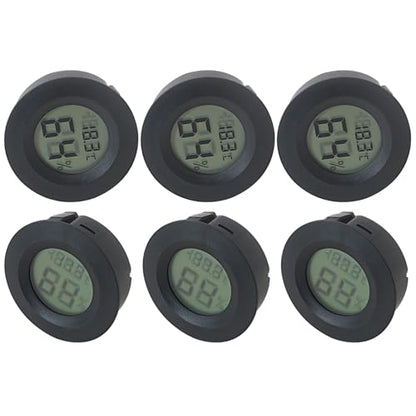 Upgraded 6-Pack Round Hygrometer Thermometer Digital Humidity Meter Indoor/Outdoor Humidity Monitor Reptile Hygrometer for Warehouse Humidors Terrarium Jars, Fahrenheit (℉) /Celsius(℃) by Jaclech