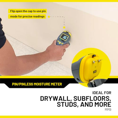 General Tools MM9 Pin & Pinless Moisture Meter – Dual Moisture Detector for Wood, Drywall & Building Materials – Digital Display, Scan & Pin Modes, Data Hold | Gift for Dad, Father’s Day Gift Idea - size: Pin & Pinless