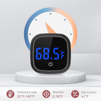 LOFICOPER Digital Aquarium Thermometer, LED Touch Screen, Battery Included | Stick-on, 24 Months Battery Life, ±1℉ Accuracy, 32℉-140°F Wide Range, for Fish, Axolotl, Turtle, Reptiles