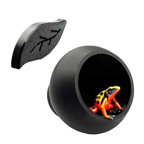 Magnetic Leaf Pod Hide, Glass-Mounted Shelter for Frogs & Reptiles (Black, Single)