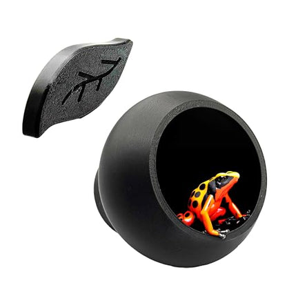 Magnetic Leaf Pod Hide, Glass-Mounted Shelter for Frogs & Reptiles (Black, Single)