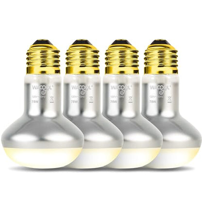 WACOOL 4 Pack Heat Lamp Bulbs for Reptiles, 75W Intense Basking Spot Lights, Simulate Daytime Sunshine Heat Bulbs, UVA Daylight - style: 75W-4pack
