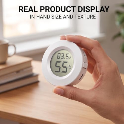 Weewooday 20 Pcs Mini Hygrometer Thermometer Digital LCD Monitor Indoor/Outdoor Room Humidity Meter Temperature Gauge for Greenhouse Garden Reptile Incubator Cellar ℉/℃ (White) - size: White