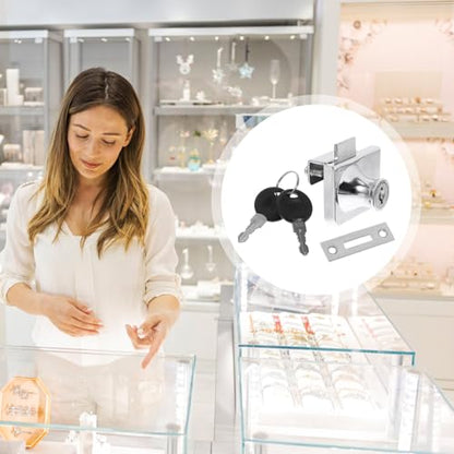 Cabinet Lock for Showcase Glass Door Sliding Lock 409 Alloy Double Swing for Display Case Security in Shops and Home