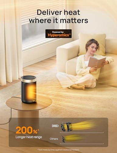 DREO Space Heater, Portable Electric Heaters for Indoor Use with Thermostat - color: Gold