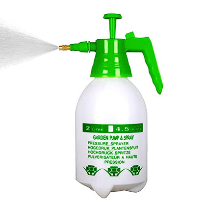 Garden Pump Sprayer 68 oz/0.5 Gallon Hand Held Pressure Bottle Brass Adjustable Nozzle Large Capacity Water Weed Flower Plant Mister Lawn Home Washing Spray 2L (Green) - color: Green