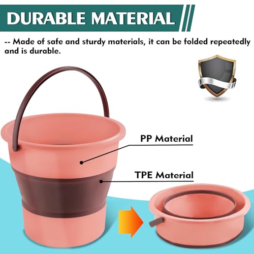 Collapsible Bucket 1.3 Gallon/5L Small Plastic ousehold Cleaning Mop Buckets Foldable Water Bucket for Car Wash Fishing Camping Beach (Pink) - color: Pink