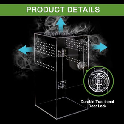 NANEEZOO Jumping Spider Enclosure with Front Opening Door, 6"x6"x12" Reptile Breeding Box Micro Habitat Terrarium for Small Tree Dwelling Reptiles, Spiders, Mantis & Invertebrates - size: 6x6x12 Inch Square