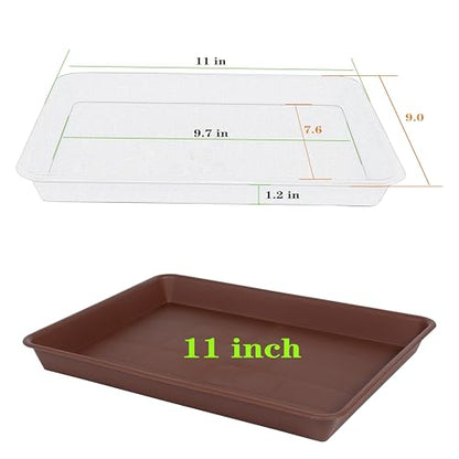 VUWEZ Rectangle Plant Tray, Plant Drip Tray, Plant Pot Saucers, Plant Germination Trays, Plant Saucers, 11'' x 9'' x 1.2'' (2 pack), Chocolate - color: Chocolate, size: 11'' x 9'' x 1.2'' (2 pack)