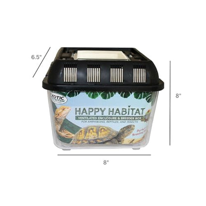 Happy Habitat (Standard) - Ventilated Enclosure & Breeder Box - for Live Feeder Insects, Reptiles, Amphibians & Other Small Pets - Durable Plastic Portable Terrarium - size: Standard