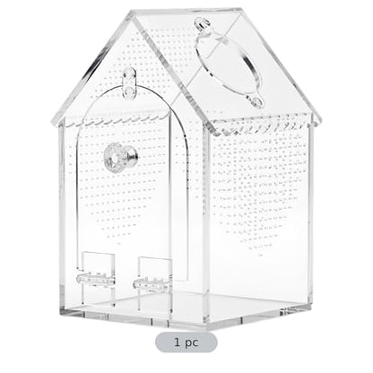 Transparent Acrylic Small Animal Breeding Box, House Shaped Reptile Feeding Enclosure, Front Opening, Locking Latch, Waterproof, for Jumping Spider Terrarium, Small Lizards, Beetle