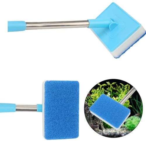 Yamibobo Long Handle Fish Tank Sponge Brush Extendable Aquarium Fish Tank Cleaning Set for Glass, Fish Tank Sponge Cleaner with 1 Sponge Pad