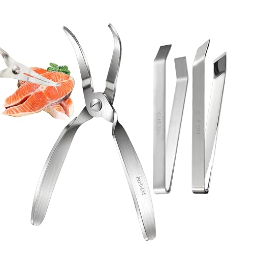 Fish Bone Pliers/Tweezers 304 Food Grade Stainless Steel Deboning Tool Kit for All Kinds of Fish（3 Pack）