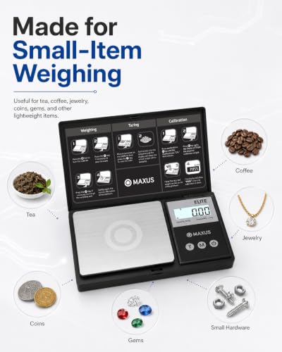 Digital Pocket Gram Scale 500g x 0.01g High Precision with Tray | Weighs Small Food, Jewelry, Ounces, Grains, LCD Display, Tare Function - color: Black