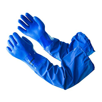 LANON 26" Elbow Length PVC Chemical Resistant Glove,Waterproof,Blue,XLarge | Waterproof,Long Sleeve Work Gloves,Cotton Liner(Excluding Sleeves),Non-Slip Grip,Heavy-Duty,Acid,Alkali & Oil Protection - size: X-Large (Pack of 1)