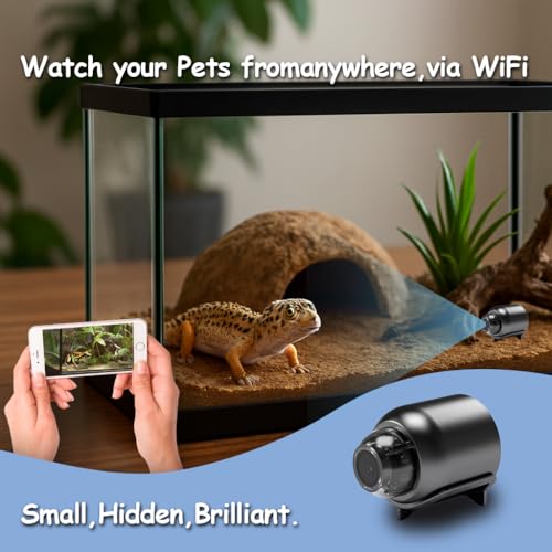 Mini WiFi Monitoring Camera for Reptile Habitats, Hatchling Care, Terrariums and Incubation Enclosures – Compact Design with Wireless WiFi Connection and Motion Alerts