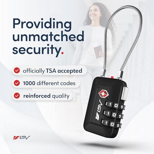 TSA Accepted Luggage Travel Lock, Set-Your-Own Combination Lock for School Gym Locker, Luggage Suitcase Baggage Locks, Filing Cabinets, Toolbox, Case (Black, 4 Pack) - color: Black 4-Pack