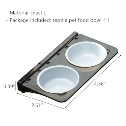 La La Pet® Magnetic Reptile Food Feeder Animal Feeder Ledge with 2 Plastic Bowls Reptile Water Bowl for Lizard Spider Crested Gecko