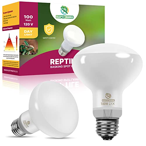 New Upgrade Reptile Heat Lamp Bulb (3rd Gen No Broken), 100W 2 Pack Basking Spot Light for Reptiles & Amphibians,UVA Daylight Heat Bulb for Bearded Dragon, Turtle - color: 100*2