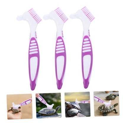 Happyyami 3pcs Turtle Shell Cleaning Brush Flexible and Mud Brush for Turtles Aquatic and Terrestrial Use Promotes Pet Health for Shell and Tank Cleaning - color: Violet