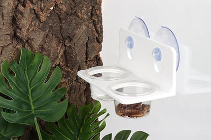 Crested Gecko Feeding Ledge with 10PCS Gecko Food Water Dish - color: White