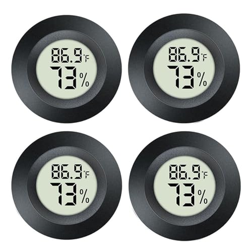 JEDEW 4 Pack Hygrometer Thermometer Digital Humidity Meter Indoor/Outdoor Humidity Monitor Reptile Thermo-Hygrometer for Greenhouse Humidors Terrarium Jars, Fahrenheit (℉) /Celsius(℃) (4)