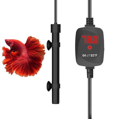 Aquarium Heater 50W Super Small Fish Tank Heater with Digital Display Thermostat, Alumina Ceramic Betta Tank Heater Turtle Heater for 5-10 Gallon Tanks - size: For Aquariums ≤ 10 Gal