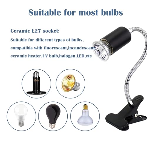Heat lamp for reptiles，UVA UVB Turtle Heating Lamp with Two Heat Bulbs, Turtle Basking Light with 360° Rotatable Hose & Clamp & Adjustable Switch for Bearded Dragon Reptiles Turtle Lizard Snake - style: Reptile Heat Lamp
