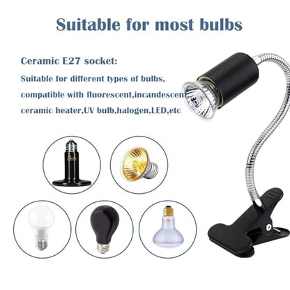 Heat lamp for reptiles，UVA UVB Turtle Heating Lamp with Two Heat Bulbs, Turtle Basking Light with 360° Rotatable Hose & Clamp & Adjustable Switch for Bearded Dragon Reptiles Turtle Lizard Snake - style: Reptile Heat Lamp