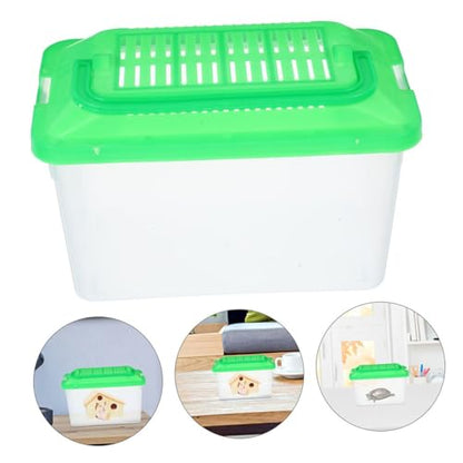 Luxshiny 2pcs Portable Handheld Critter Keeper Turtle Terrarium Pet Container Medium Plastic Reptile Carrier Suitable for Travel and Breeding