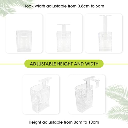 2-Pack Adjustable Aquarium Plant Holders with Hooks and Suction Cups | Adjustable Height and Thickness, Includes 2 Extension Hooks and 2 Suction Cups for Fish Tanks and Aquaponic Growing, Clear - color: Clear