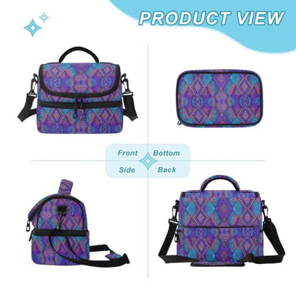 Emelivor Snake Skin Insulated Lunch Bag Container Tote for Student | 8L Double Deck,Large Lunch Box with Shoulder Strap,Thermal Meal Prep Cooler,Suitable for School Work Picnic Office Travel