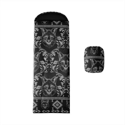 Erosebridal Longhorn Cow Skull Sleeping Bag for Kids Goth Witchy Damask Camping Blanket for Hiking Travel Hunting Sleep Bag - color: Black Rustic Wolf